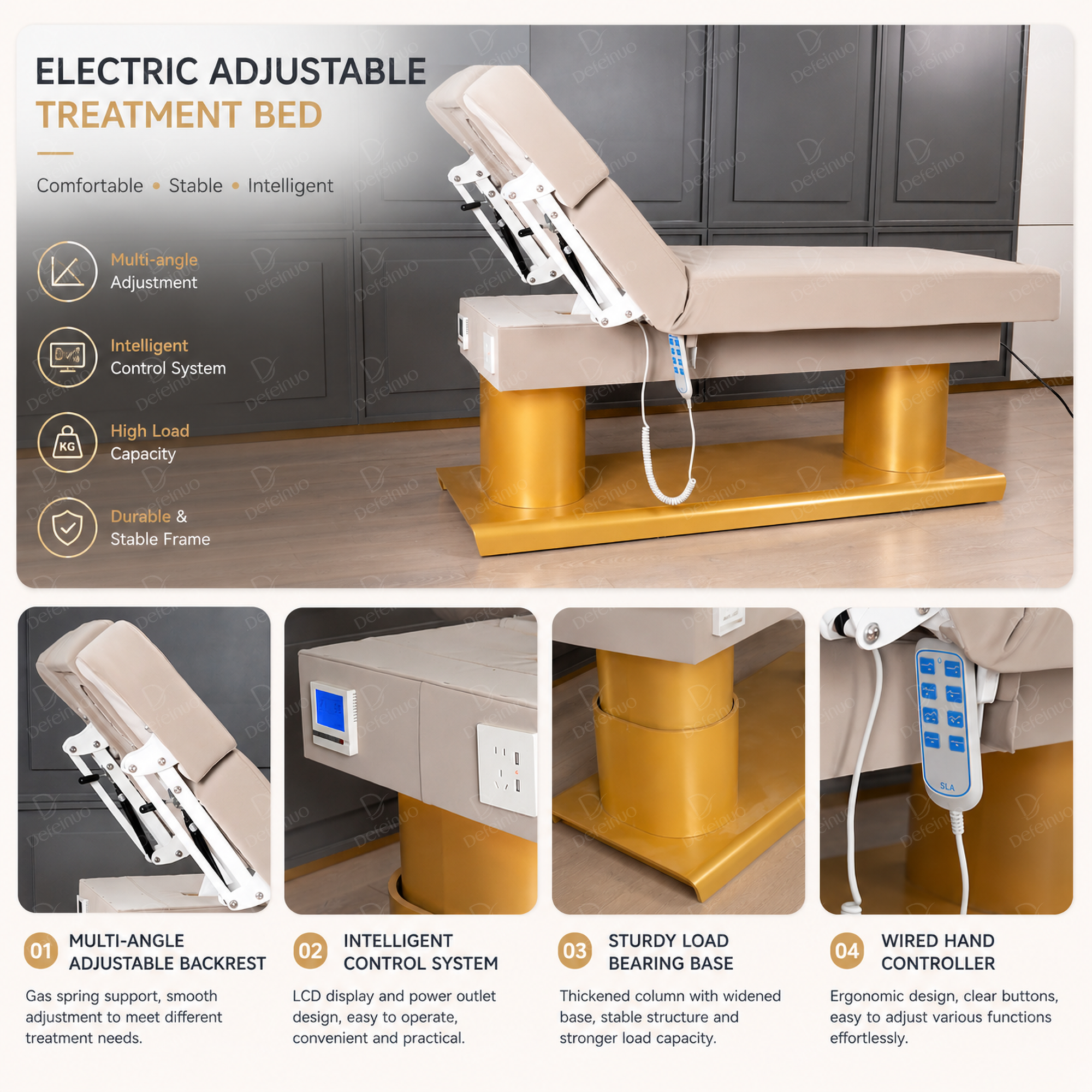 Luxury 4 Motor Electric Beauty Bed for Spa Facial Treatment DN0011_4 Motor Beds