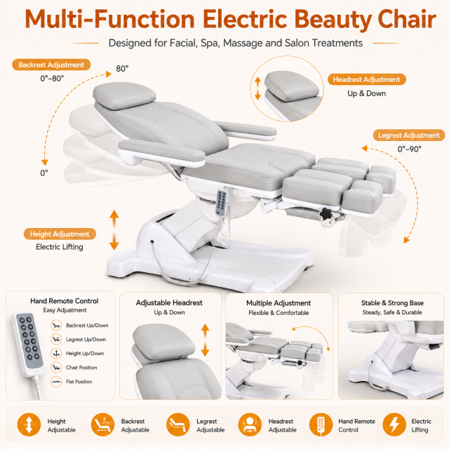 5 Motor Electric Beauty Chair for Spa Tattoo and Lash Treatment DN0036_Electric Beauty Chairs