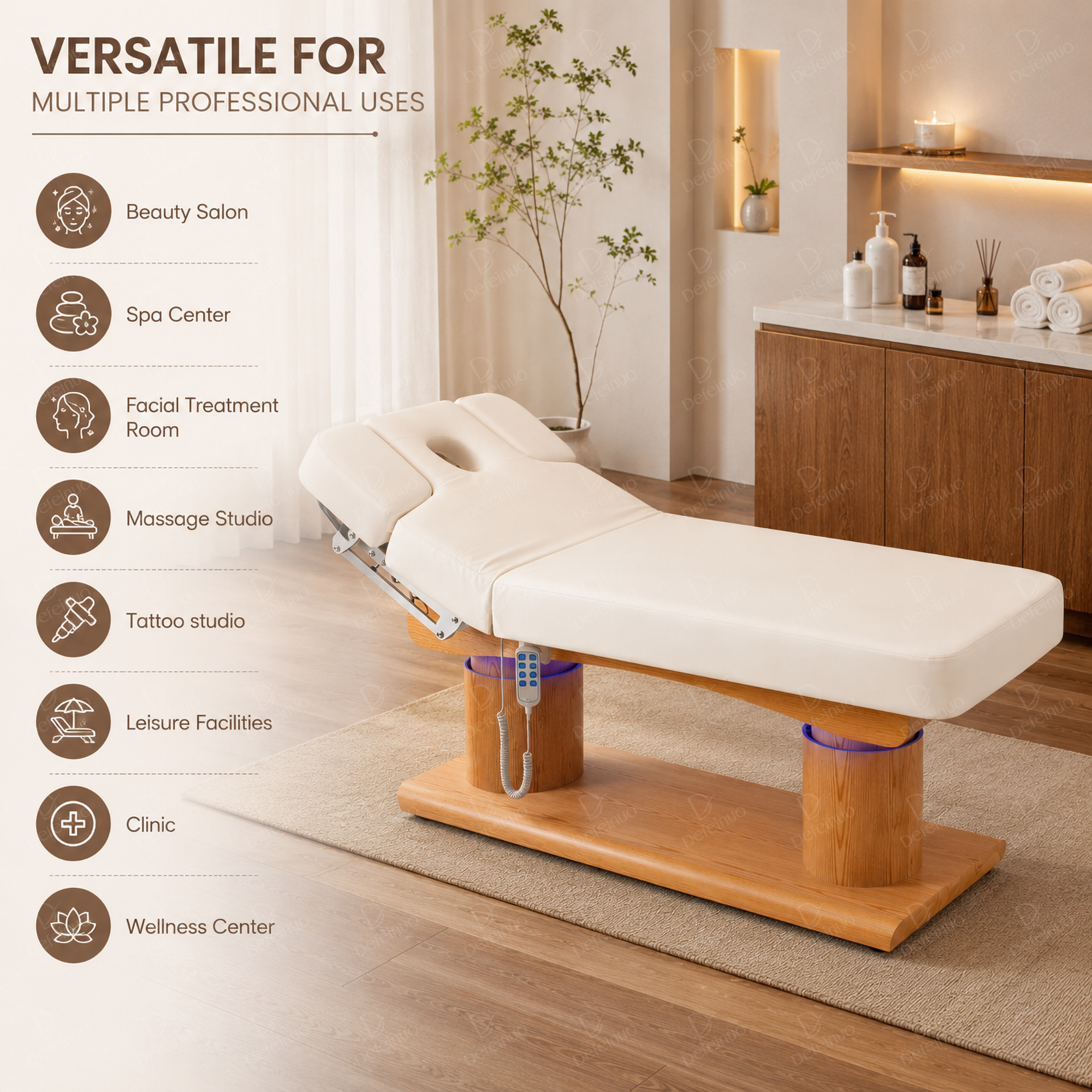 Heated Electric Beauty Bed with PU Leather for Lash and Facial Treatment DN0287_4 Motor Beds