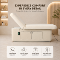 1 Motor Electric Beauty Bed with Heating Function and Storage Cabinet for Salon Use DN0003_1 Motor Beds