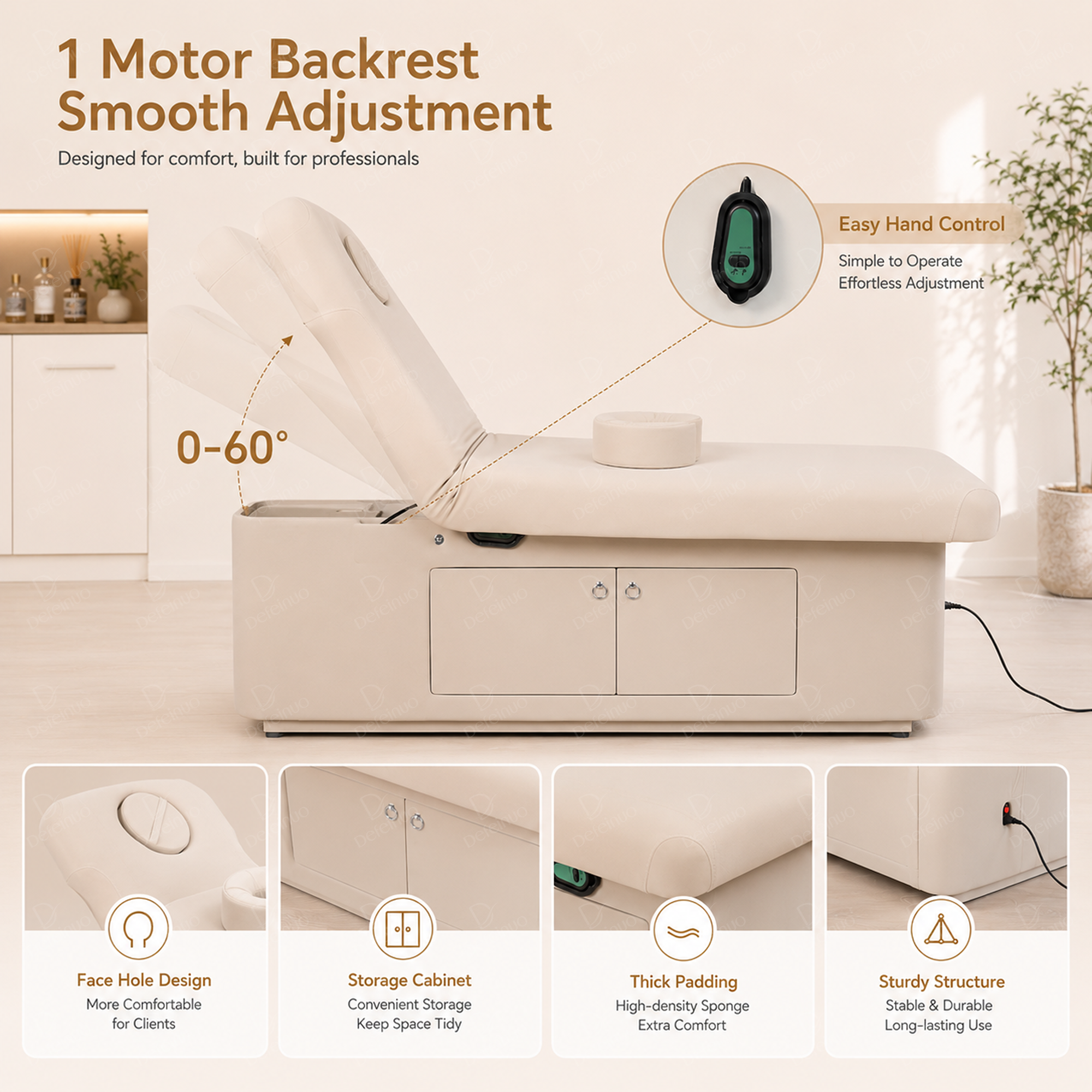 1 Motor Electric Beauty Bed for Facial Spa Treatment DN0008_1 Motor Beds