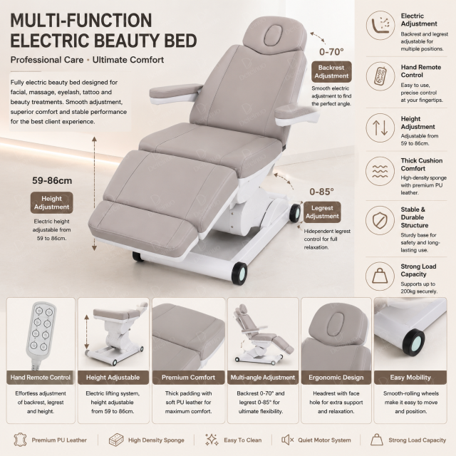 Foldable 5 Motor Electric Beauty Chair with High Density Sponge DN0041_Electric Beauty Chairs