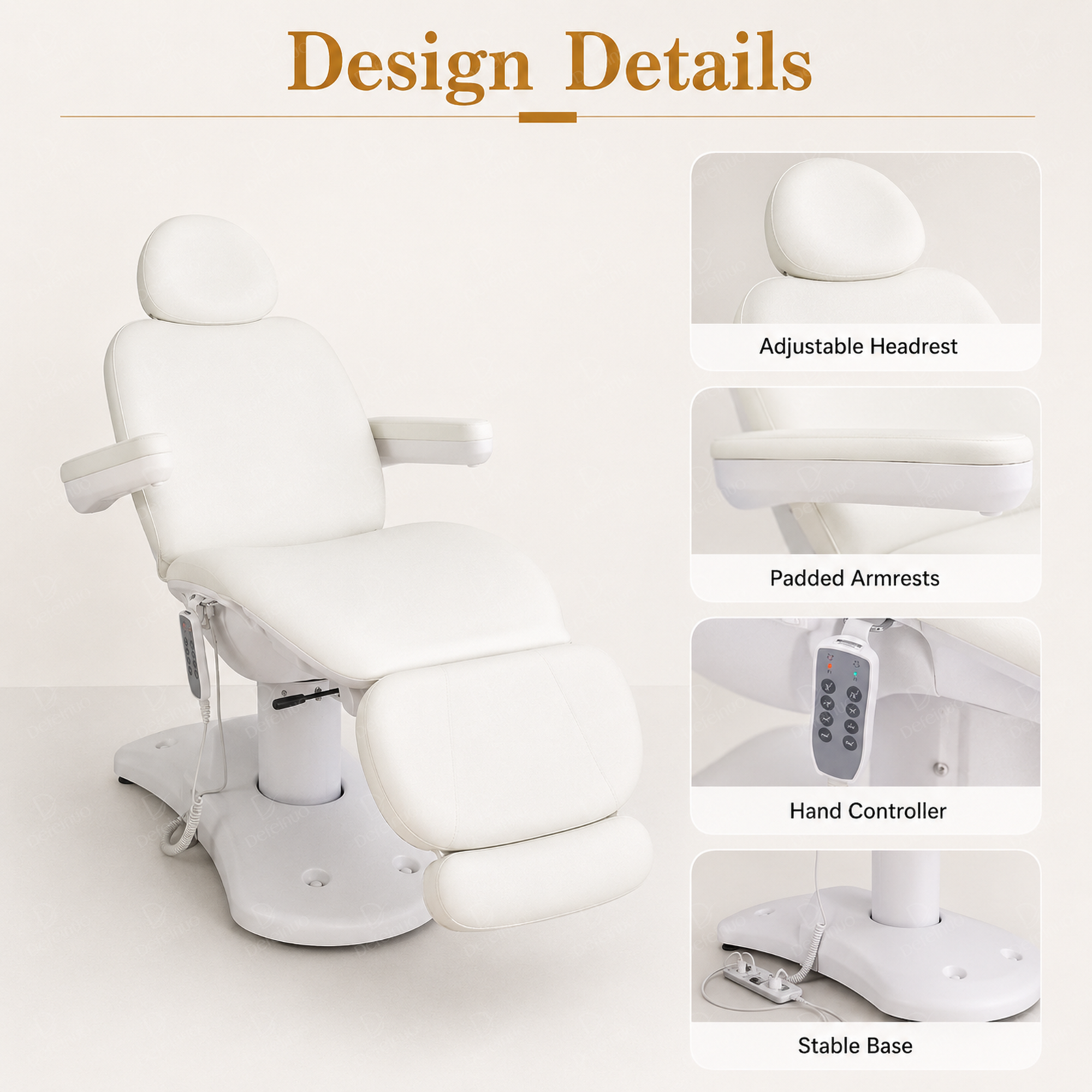 Rotating Electric Beauty Chair with Adjustable Footrest and Leg Support DN0044_Electric Beauty Chairs