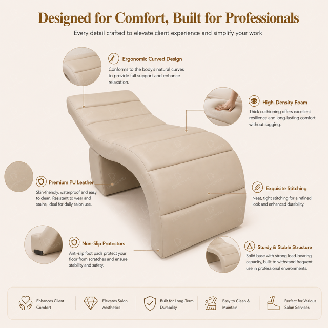 Curved Lash Extension Bed for Beauty Parlour and Facial Treatment DN0025_Lash Beds