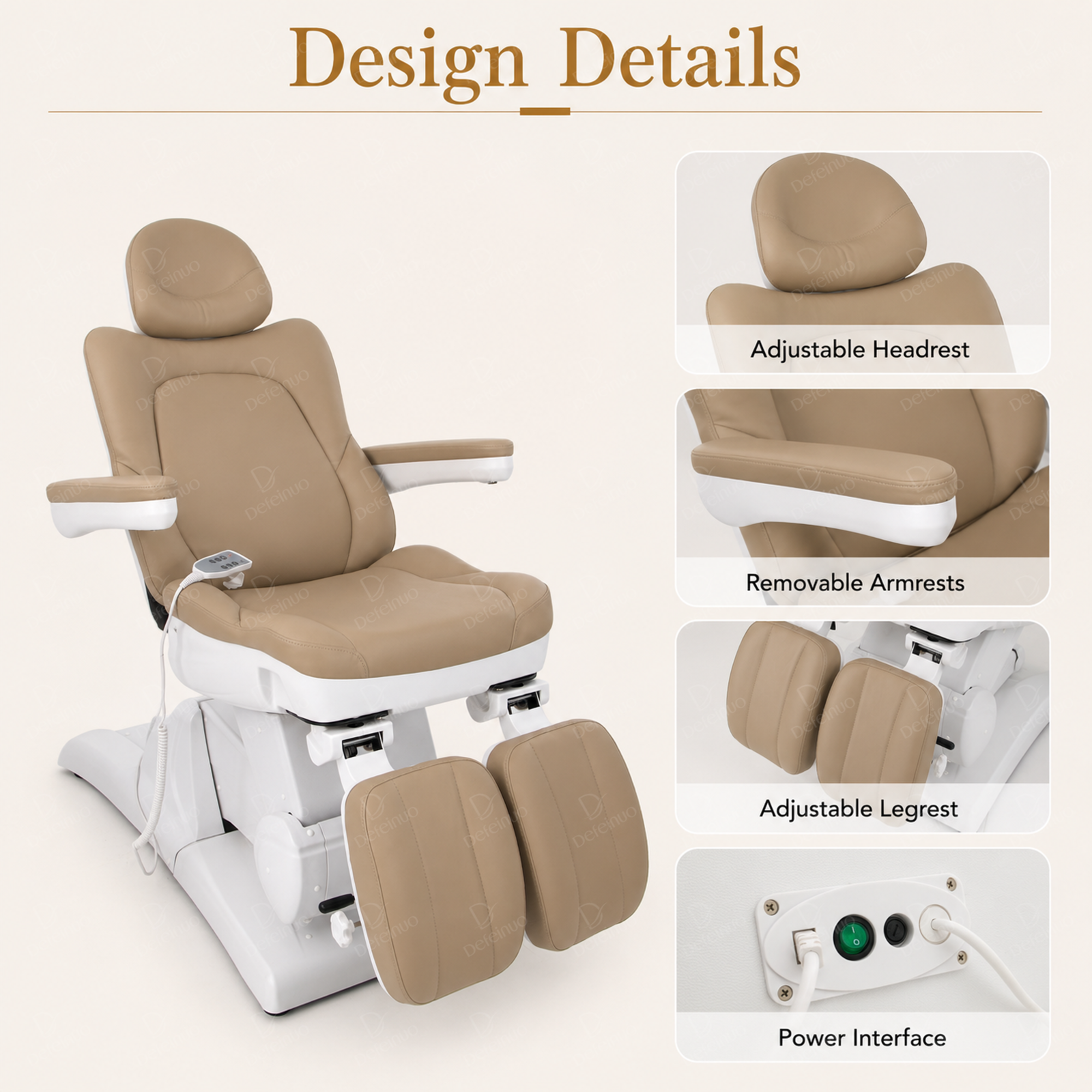 3 Motor Electric Beauty Chair for Facial Podiatry and Pedicure Use DN0042_Electric Beauty Chairs