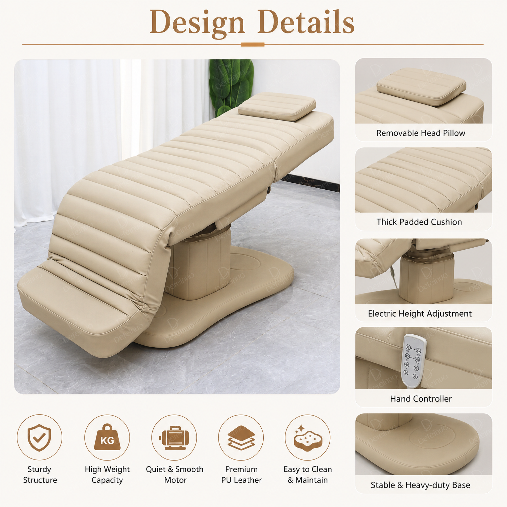 3 Motor Electric Beauty Chair for Lash Facial and Tattoo Treatment DN0237_Electric Beauty Chairs