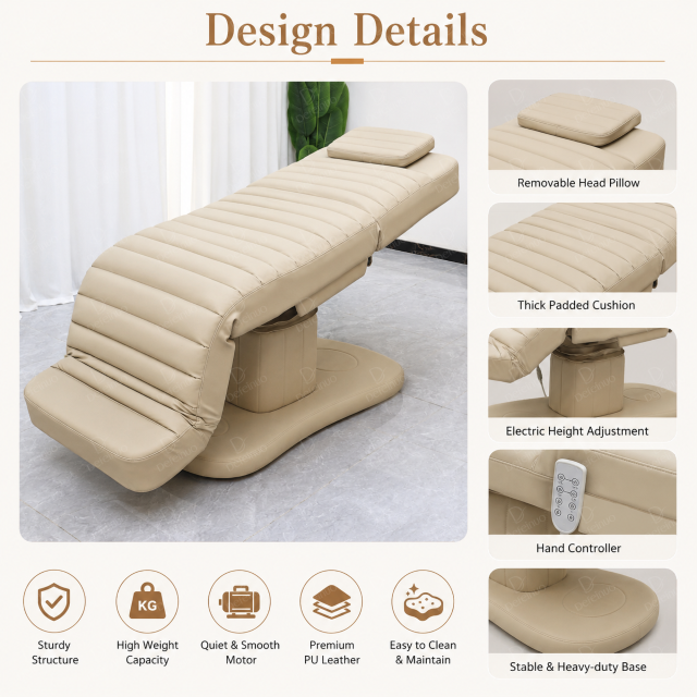 3 Motor Electric Beauty Chair for Lash Facial and Tattoo Treatment DN0237_Electric Beauty Chairs