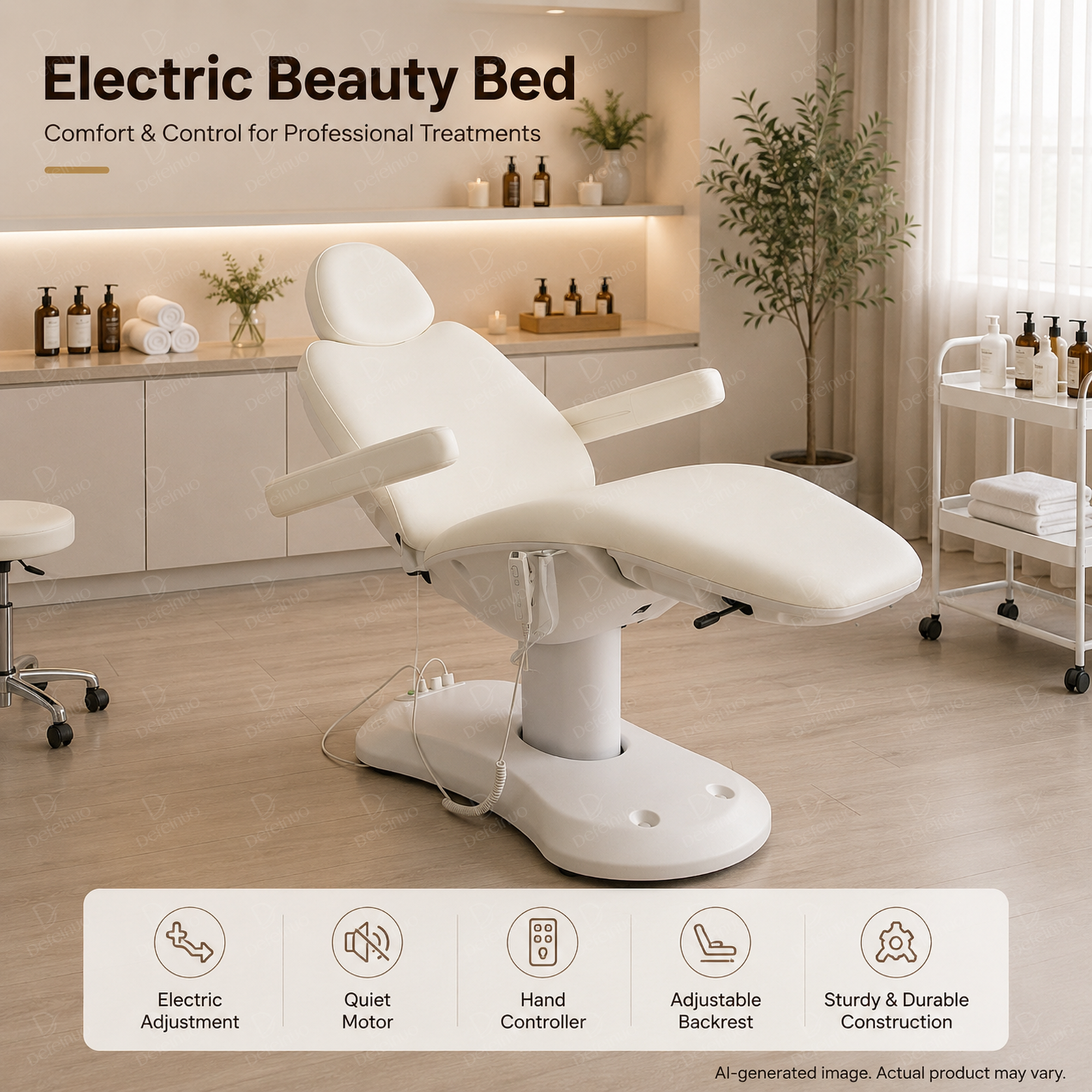 Rotating Electric Beauty Chair with Adjustable Footrest and Leg Support DN0044_Electric Beauty Chairs