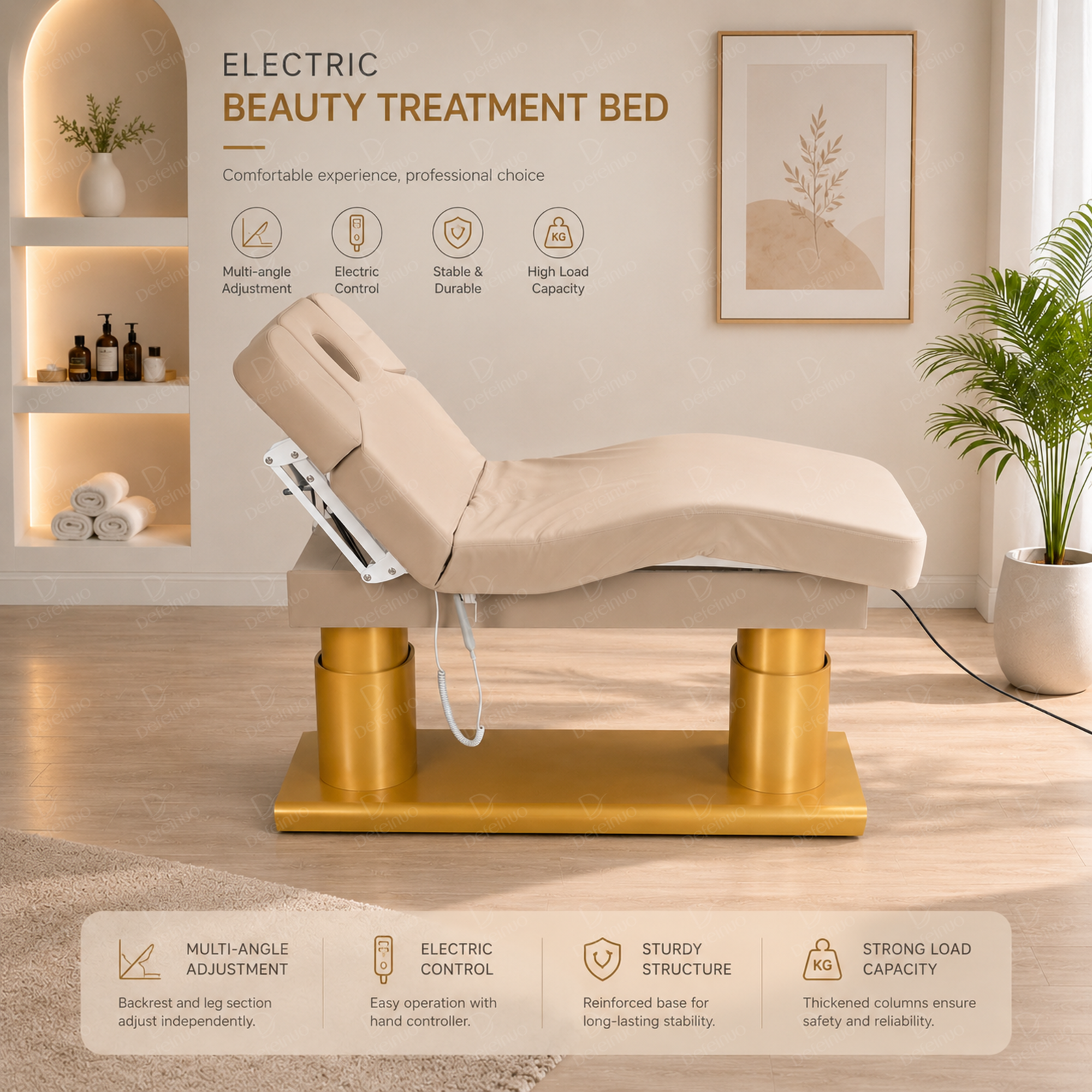 Luxury 4 Motor Electric Beauty Bed for Spa Facial Treatment DN0011_4 Motor Beds