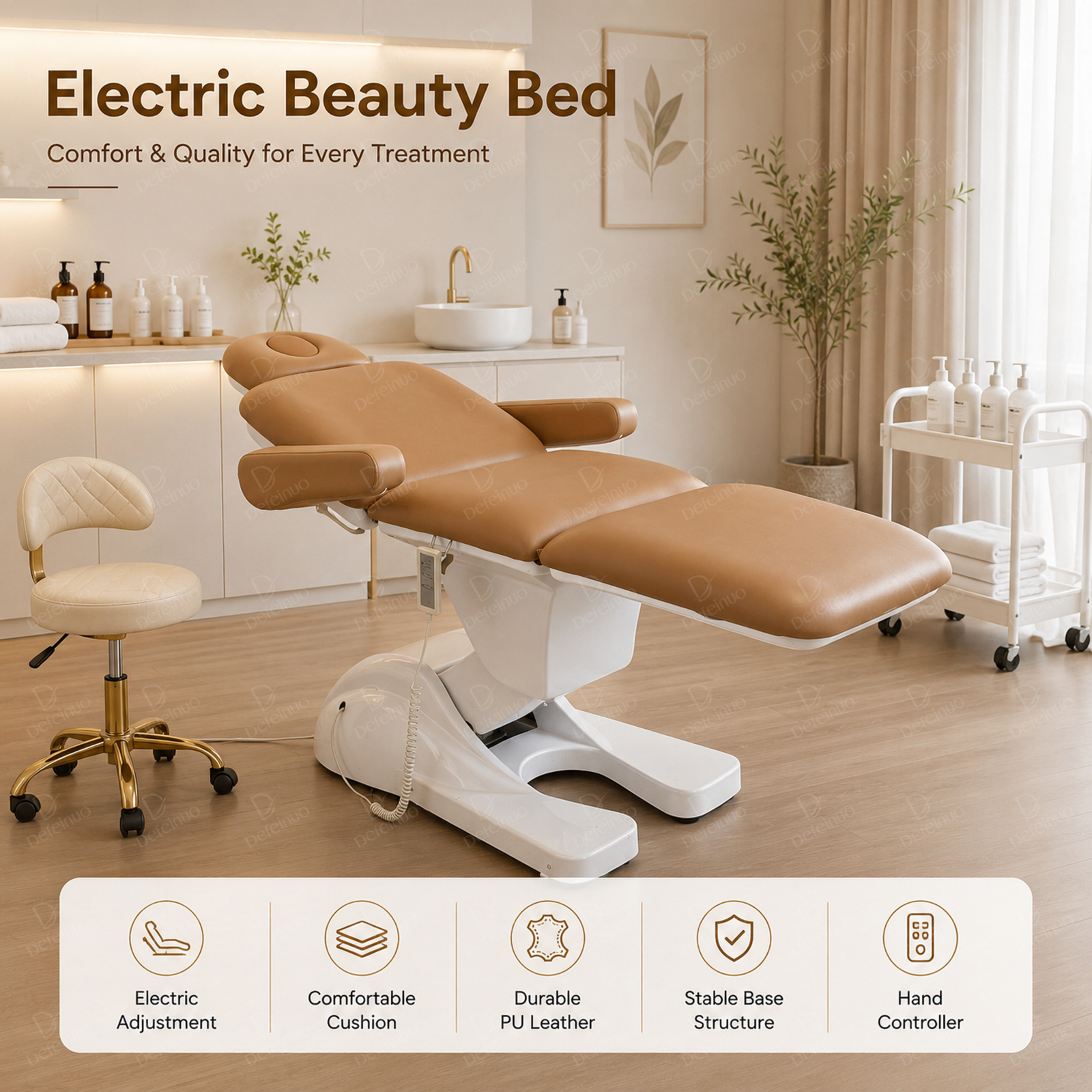 3 Motor Folding Electric Beauty Chair for Spa Facial and Massage Treatment DN0023_Electric Beauty Chairs