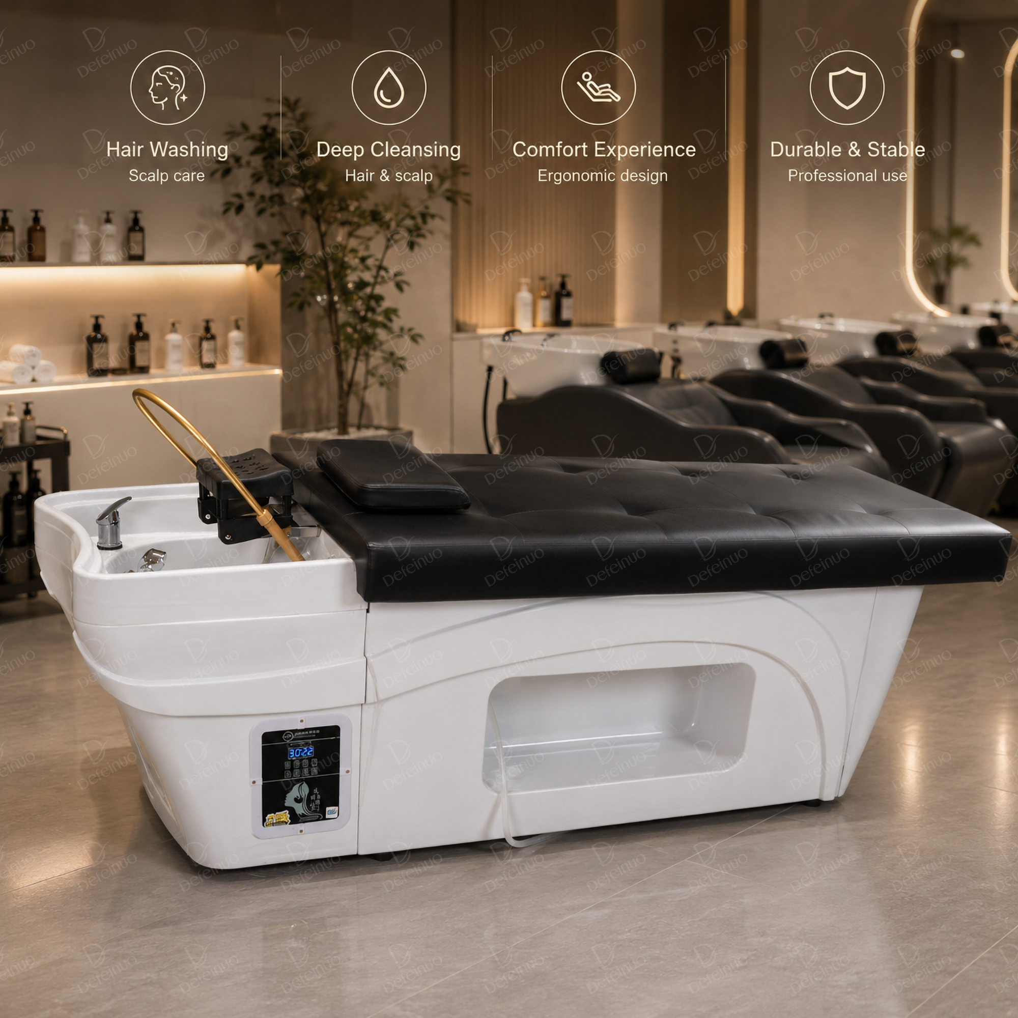DN0055 shampoo bed side view for salon layout planning