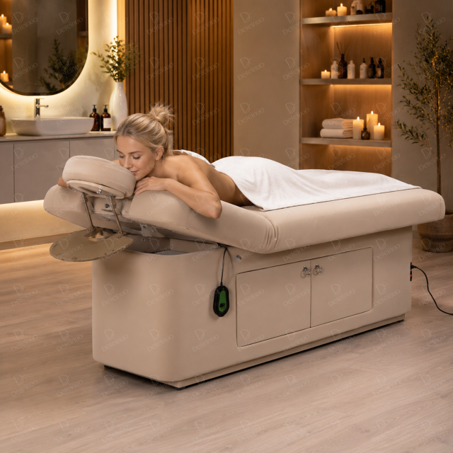1 Motor Electric Beauty Bed with Heating and Large Storage Cabinet for Salon Use DN0015_1 Motor Beds