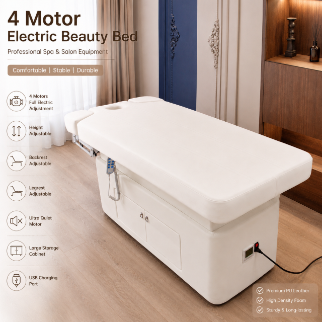 4 Motor Electric Beauty Bed with Adjustable Height and Heating DN0006_4 Motor Beds