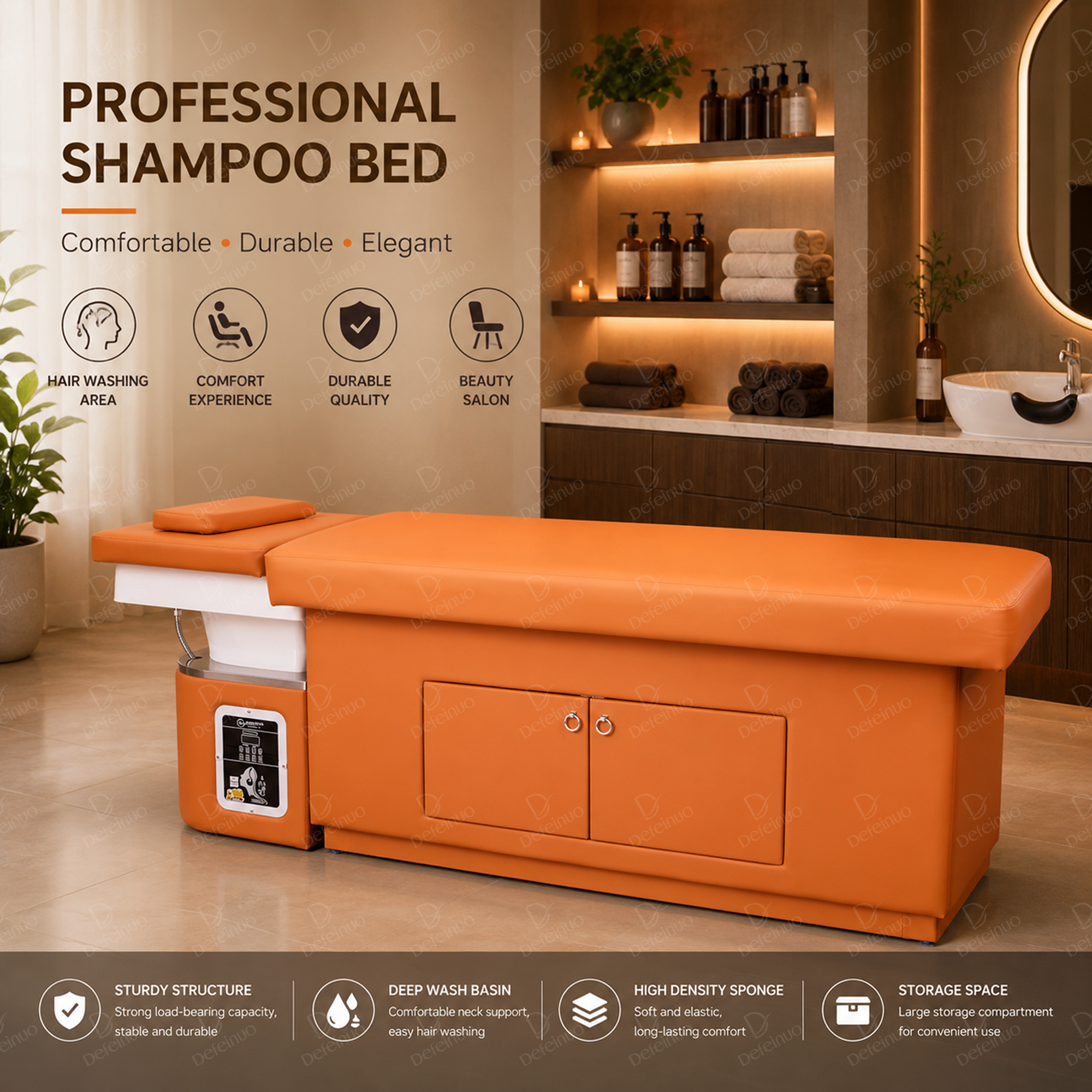 Standard Shampoo Bed with Water Heater and Circulation System for Hair Salon DN0285_Standard Shampoo Beds