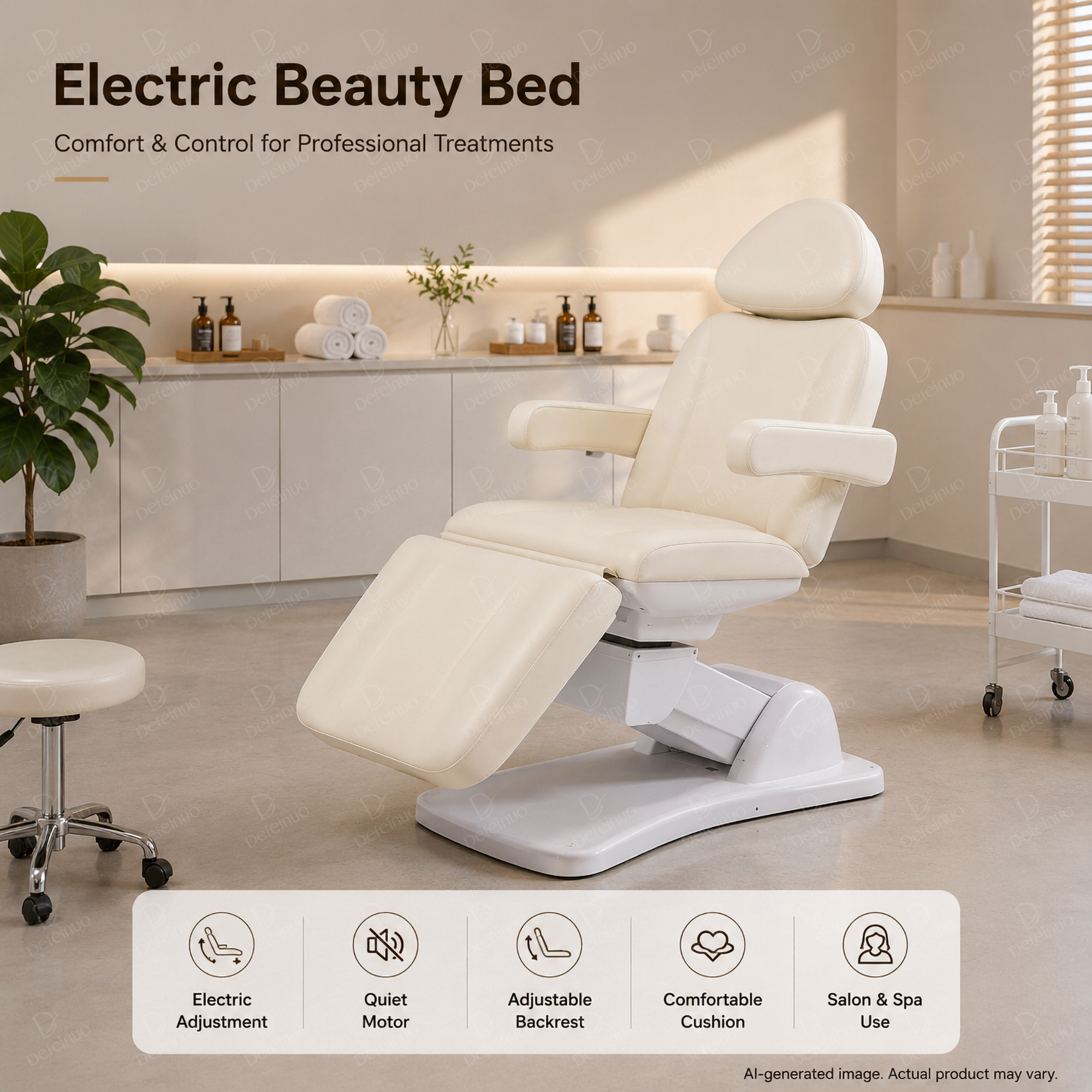 3 to 4 Motor Electric Beauty Chair with Armrests for Facial and Medical Spa Use DN0029_Electric Beauty Chairs