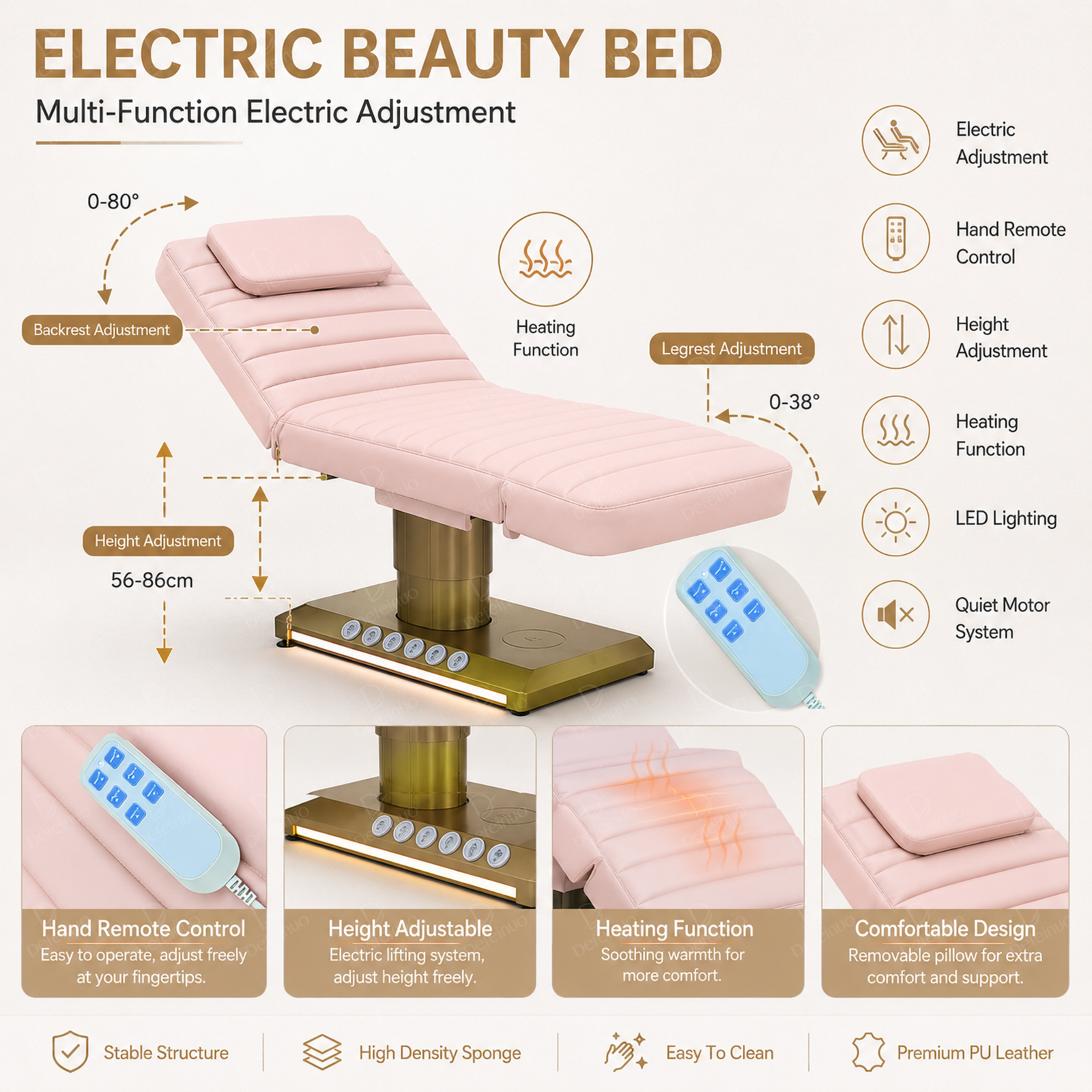 4 Motor Electric Beauty Chair with Adjustable Function for Facial Spa Use DN0240_Electric Beauty Chairs