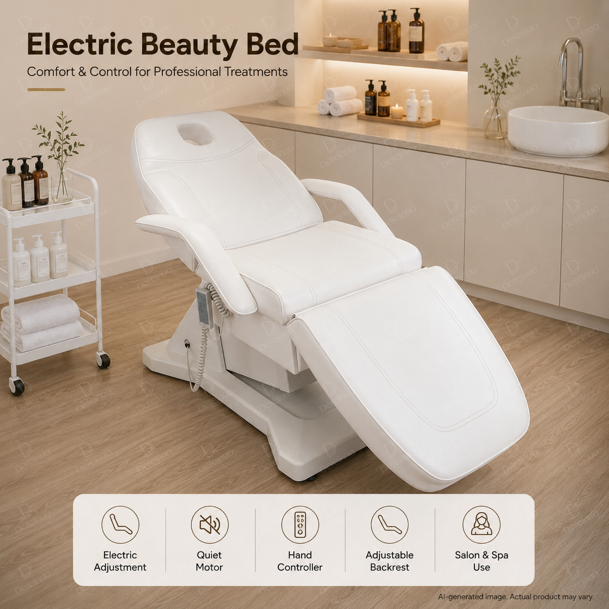 3 Motor Electric Beauty Chair with Adjustable Backrest and Leg Rest DN0024_Electric Beauty Chairs