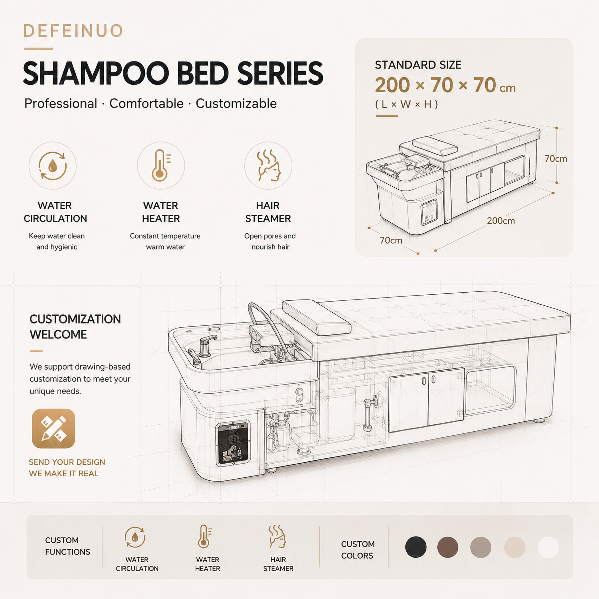 Japanese Style Head Spa Shampoo Bed with Water Circulation for Salon DN0056_Standard Shampoo Beds