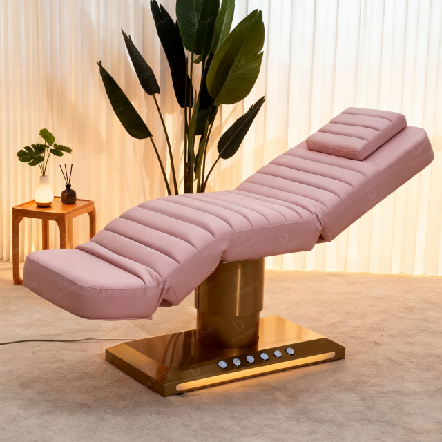 Pink 3 Motor Electric Massage Bed with Foot Control and Adjustable Backrest DN0031_Electric Beauty Chairs