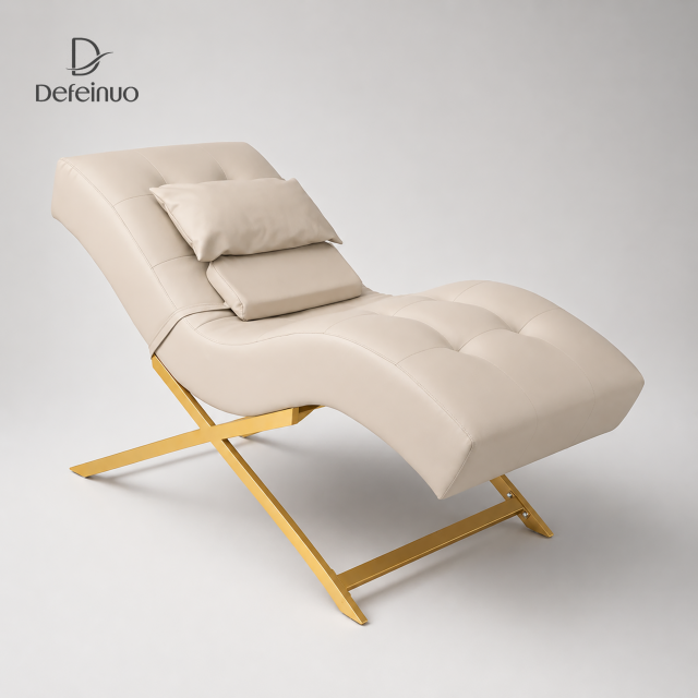 Curved Lash Extension Bed with Memory Foam Topper and Stainless Steel Frame DN0002_Lash Beds