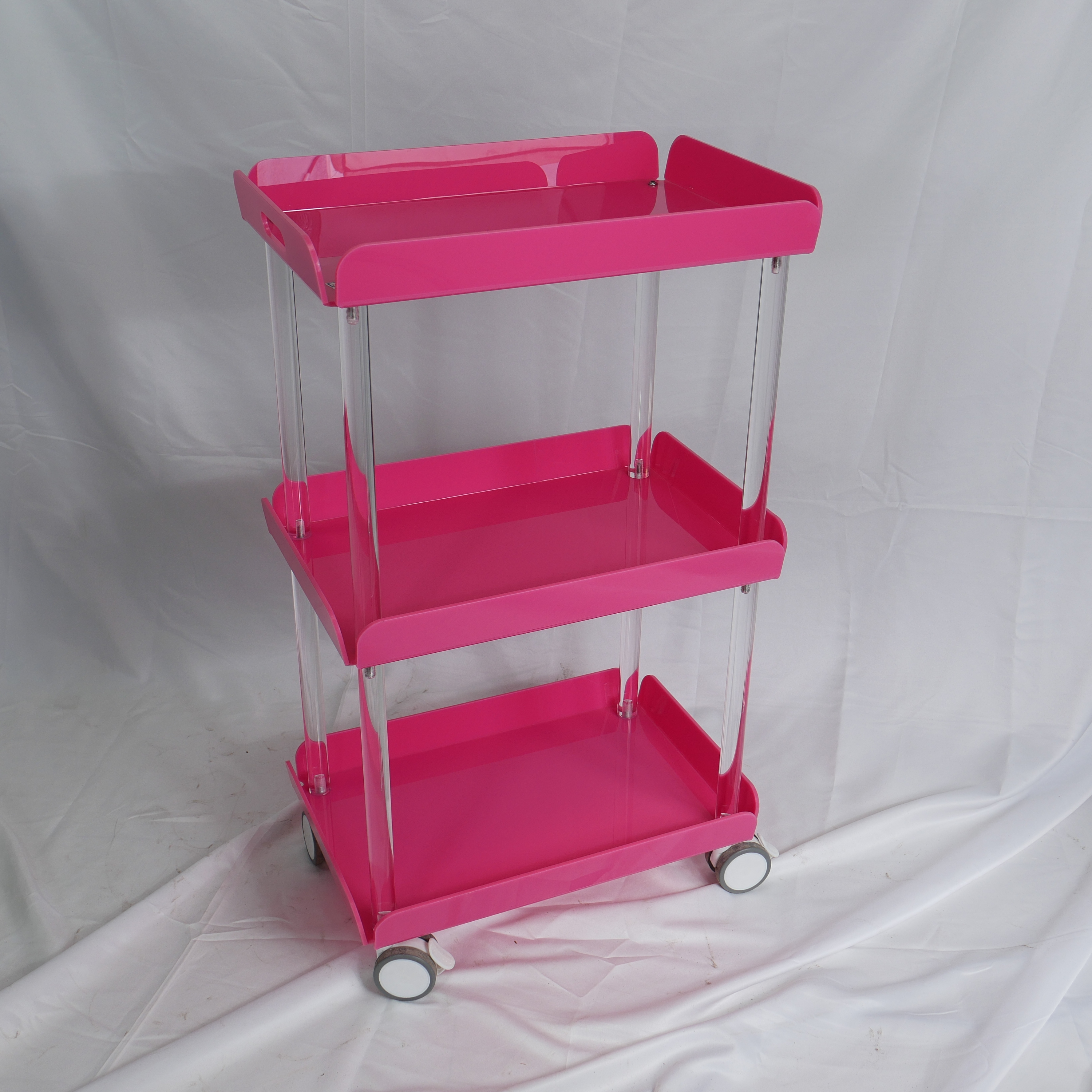 Pink Metal Salon Work Trolley Cart for Beauty Salon Use DN0198_Salon Trolleys