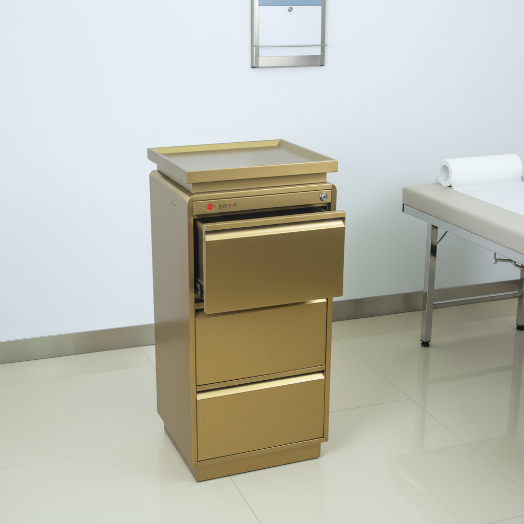 Lockable Rolling Salon Storage Cabinet with Wood Style Panel DN0245_Storage Cabinets