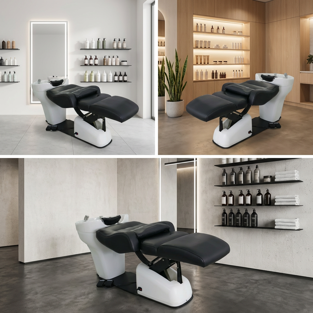 Salon Backwash Shampoo Chair with Sink Unit for Hair Washing DN0080_Electric Shampoo Chairs