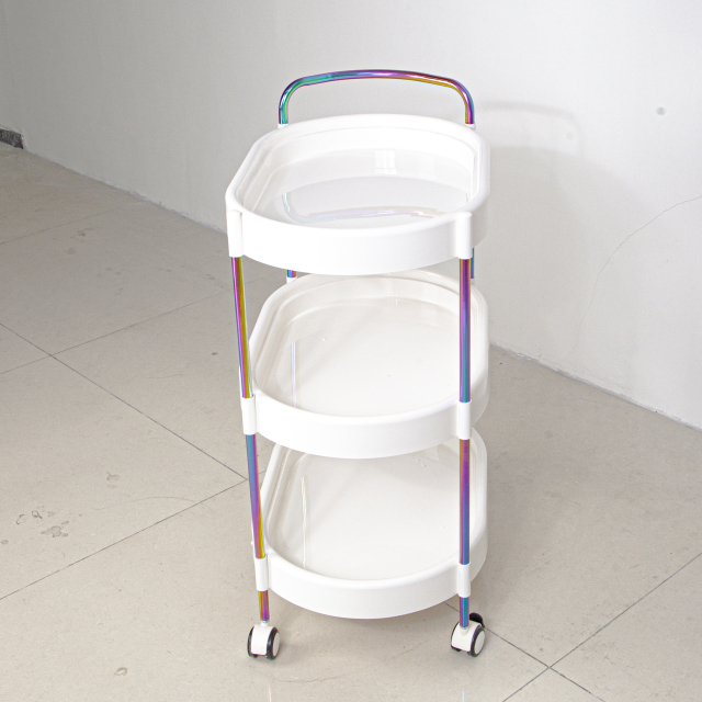 Modern Rainbow Plastic Salon Trolley Multi-tier Storage for Beauty Equipment Salon & Home Use in Living Room & Bathroom