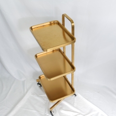 Folding Stainless Steel Salon Trolley Cart with Wheels for Hair Salon DN0191_Salon Trolleys