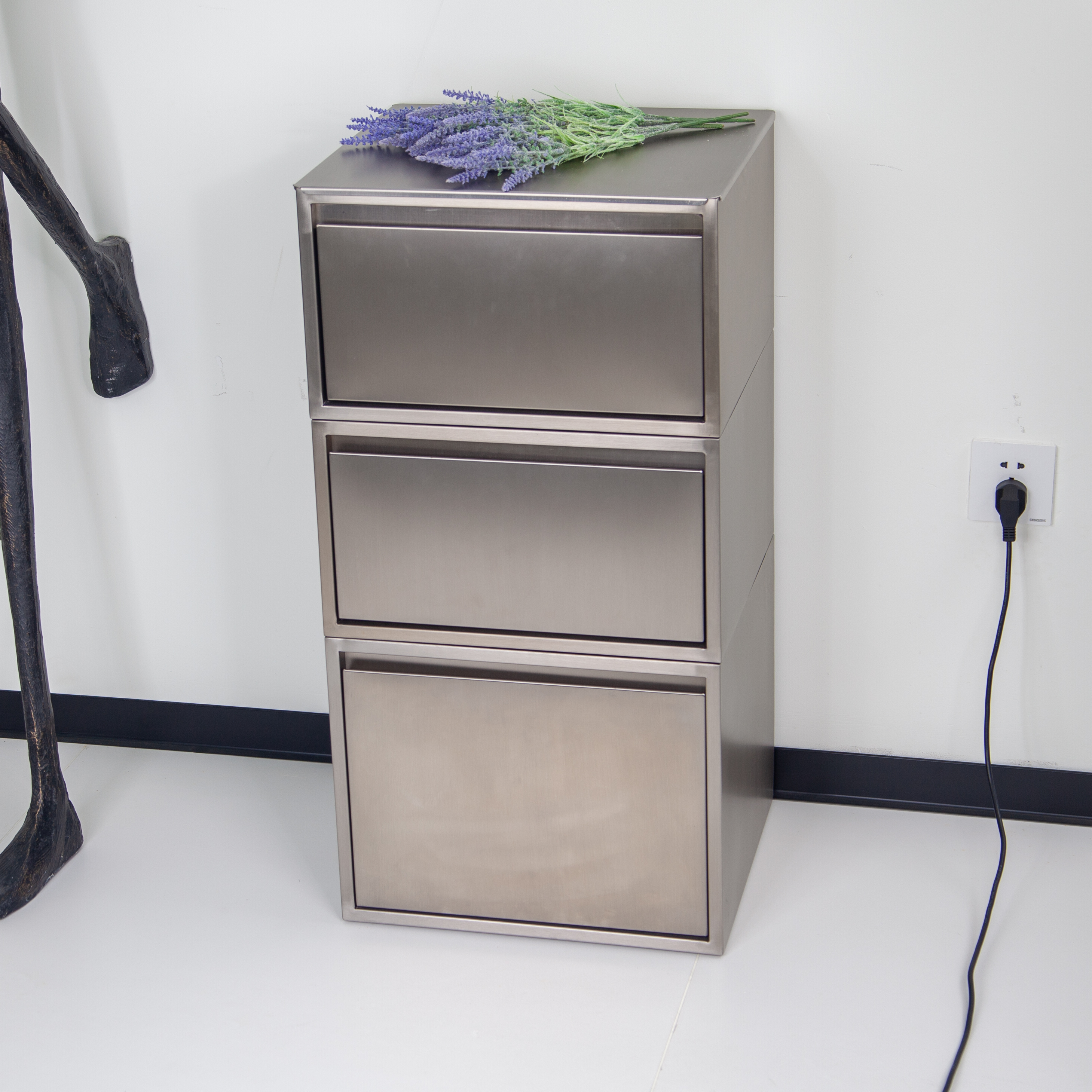 Stainless Steel Salon Storage Cabinet with Drawers for Beauty Salon DN0187_Storage Cabinets