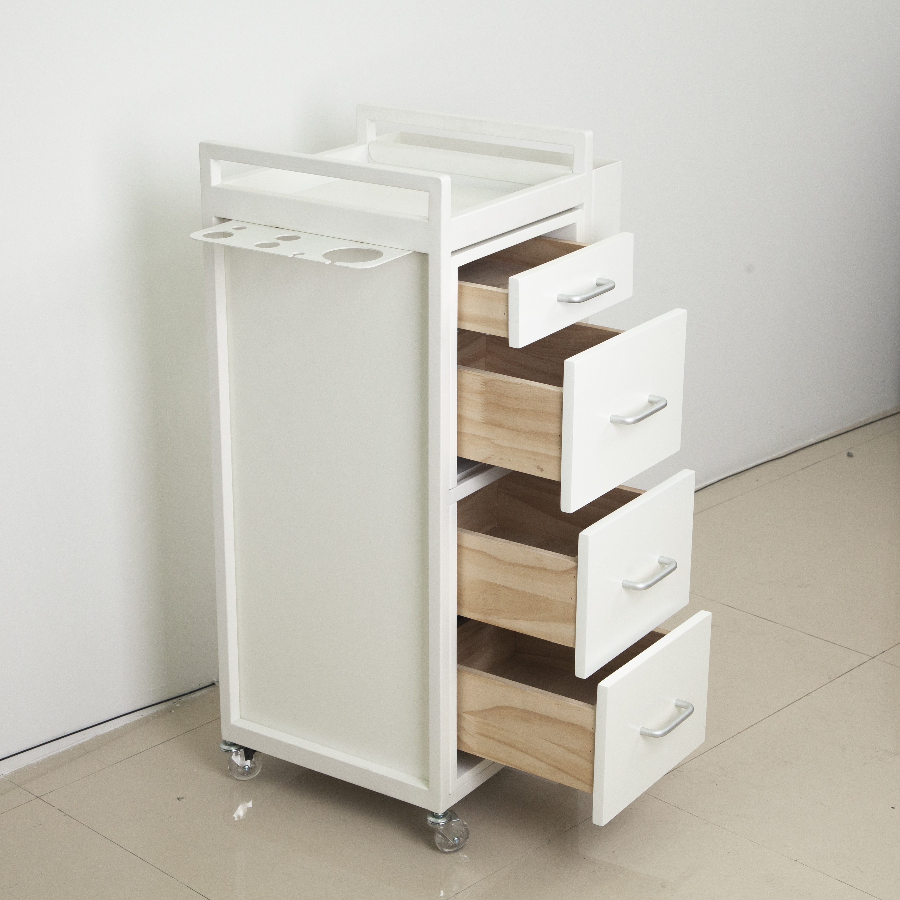 Adjustable Height Metal Salon Color Trolley Cart for Hair Salon DN0255_Salon Trolleys