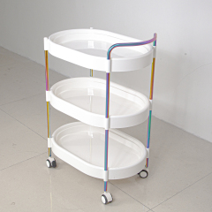 Modern Rainbow Plastic Salon Trolley Multi-tier Storage for Beauty Equipment Salon & Home Use in Living Room & Bathroom
