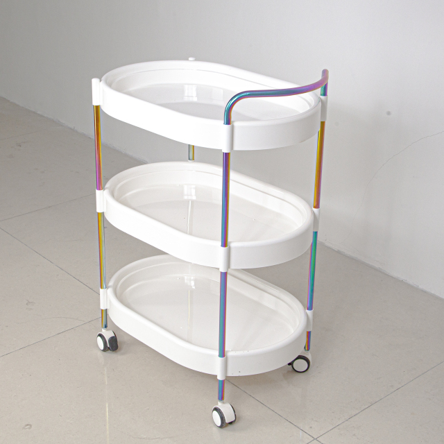 Modern Rainbow Plastic Salon Trolley Multi-tier Storage for Beauty Equipment Salon & Home Use in Living Room & Bathroom