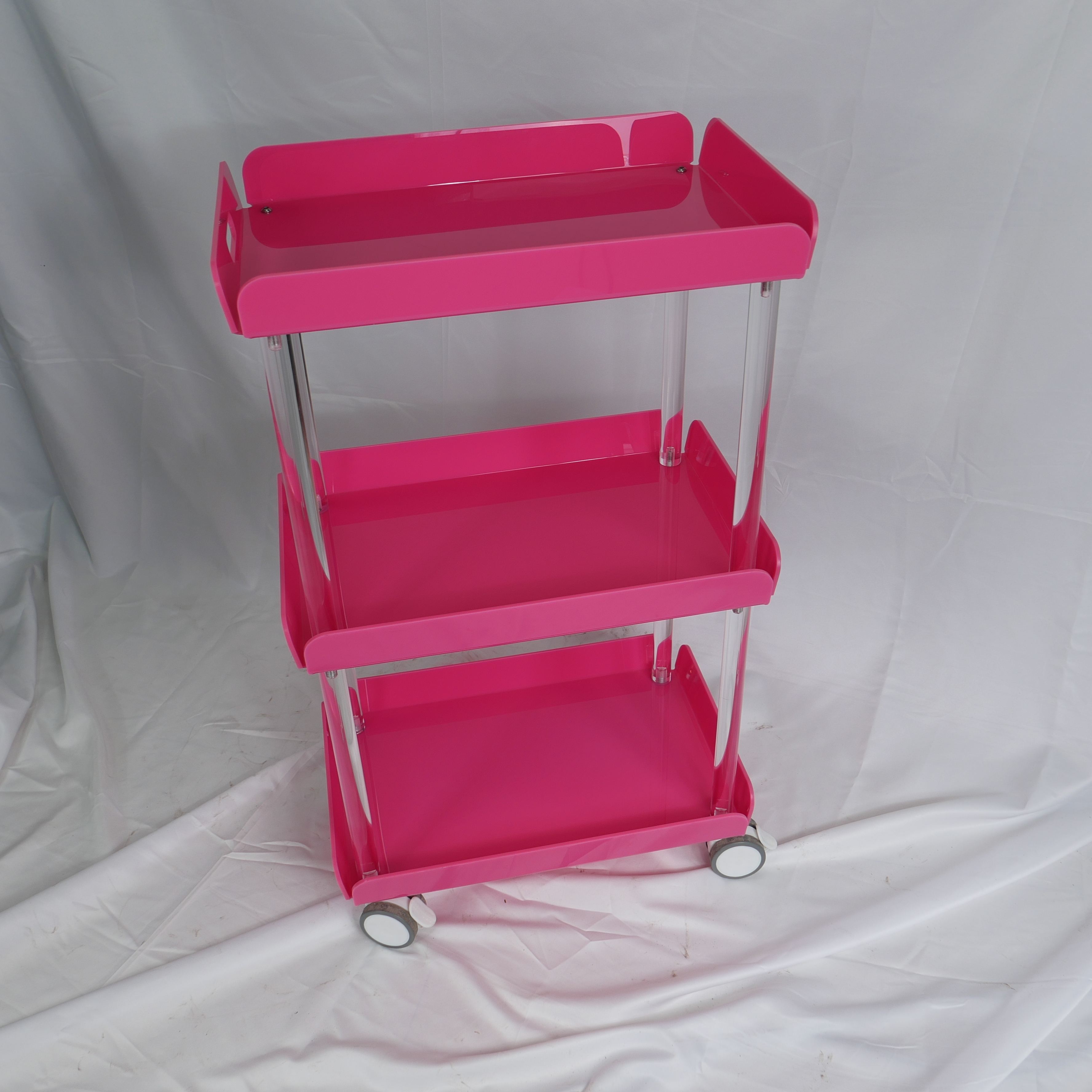 Pink Metal Salon Work Trolley Cart for Beauty Salon Use DN0198_Salon Trolleys
