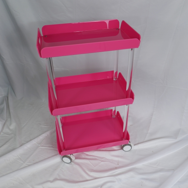 Pink Metal Salon Work Trolley Cart for Beauty Salon Use DN0198_Salon Trolleys