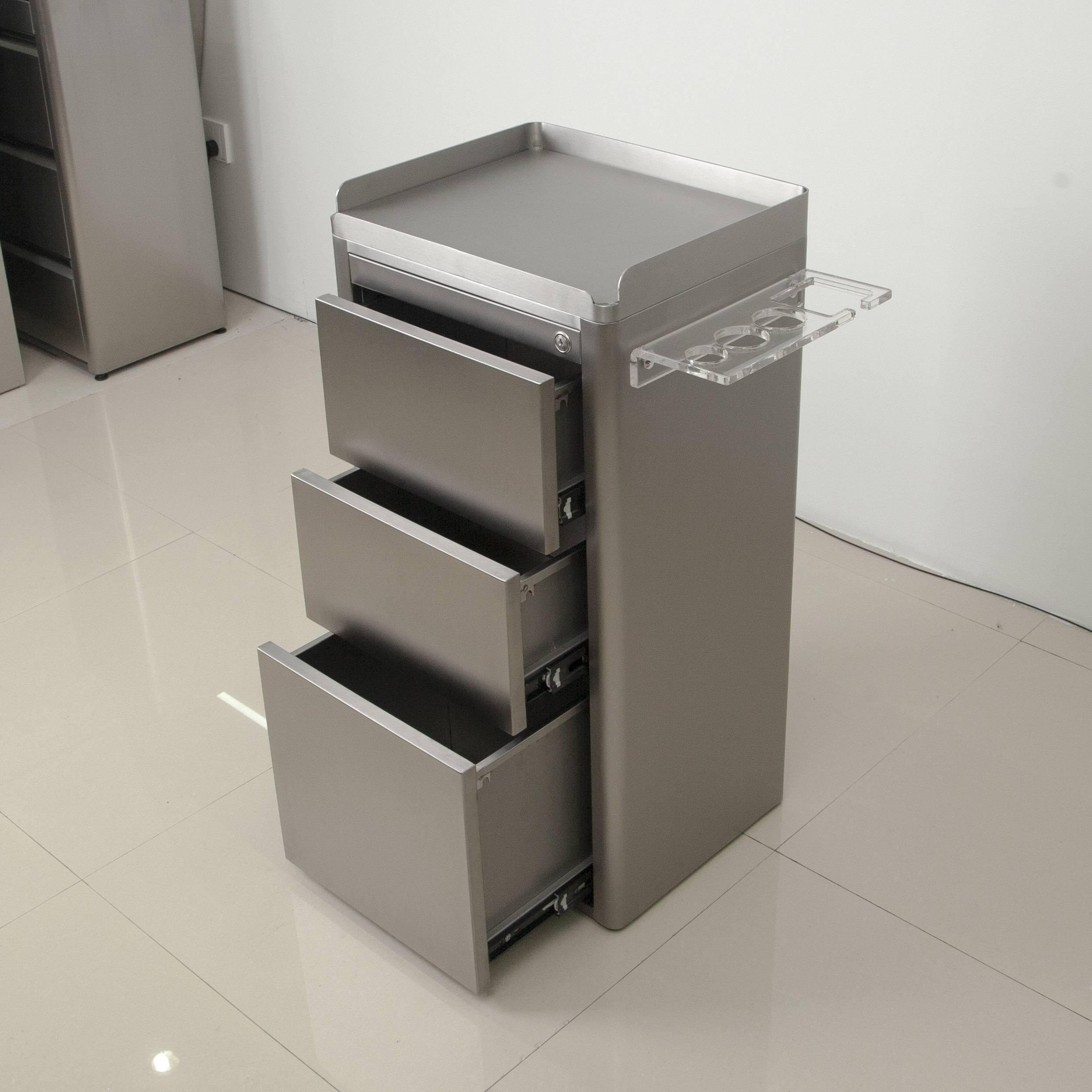 Stainless Steel Salon Storage Trolley Cabinet for Hair Salon DN0251_Storage Cabinets