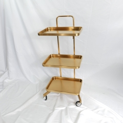 Folding Stainless Steel Salon Trolley Cart with Wheels for Hair Salon DN0191_Salon Trolleys