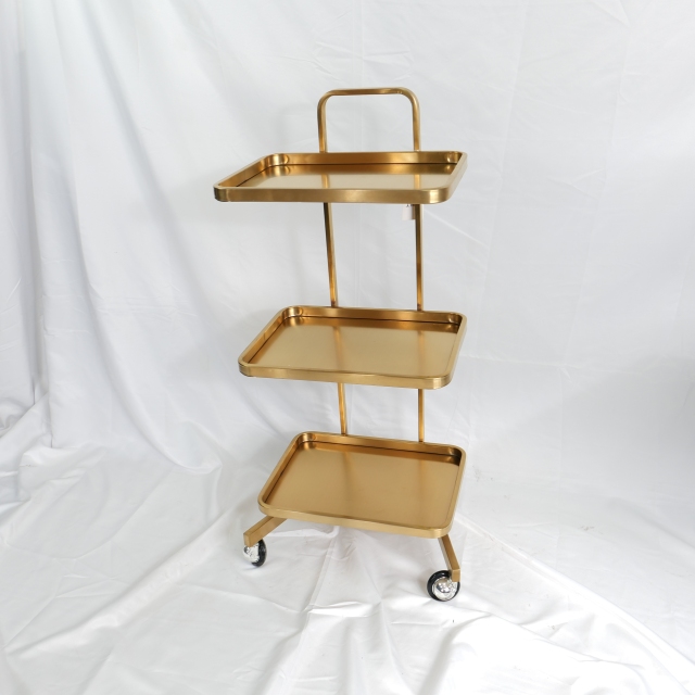Folding Stainless Steel Salon Trolley Cart with Wheels for Hair Salon DN0191_Salon Trolleys