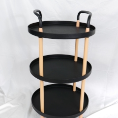 Foldable Plastic Wood Salon Trolley with Wheels for Beauty Salon Use DN0200_Salon Trolleys
