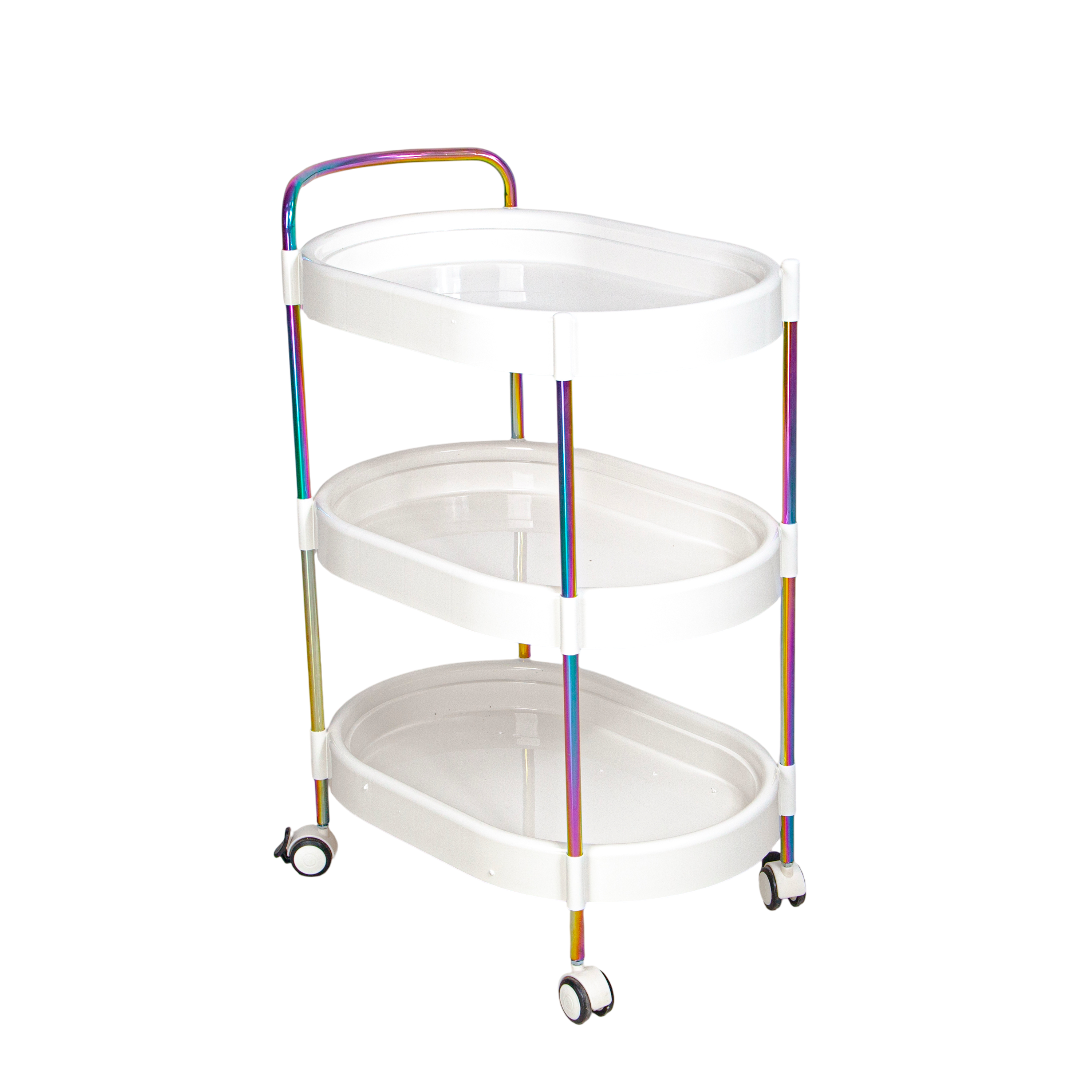 Modern Rainbow Plastic Salon Trolley Multi-tier Storage for Beauty Equipment Salon & Home Use in Living Room & Bathroom