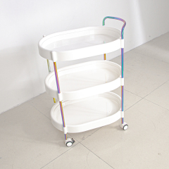 Modern Rainbow Plastic Salon Trolley Multi-tier Storage for Beauty Equipment Salon & Home Use in Living Room & Bathroom