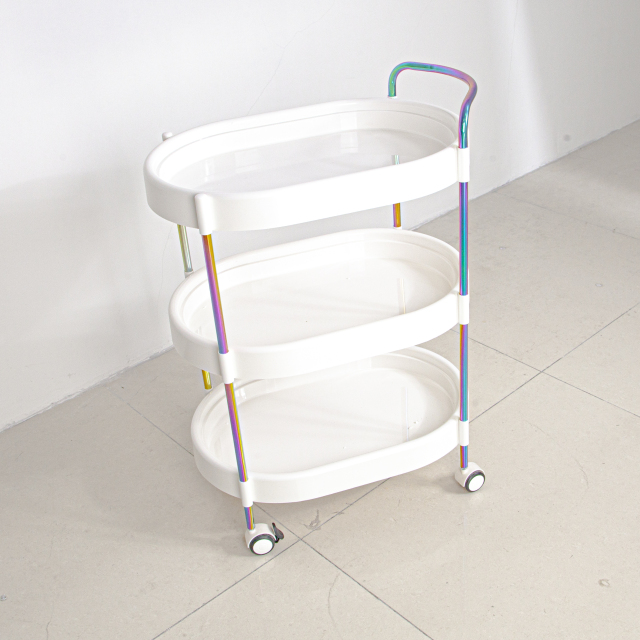 Modern Rainbow Plastic Salon Trolley Multi-tier Storage for Beauty Equipment Salon & Home Use in Living Room & Bathroom