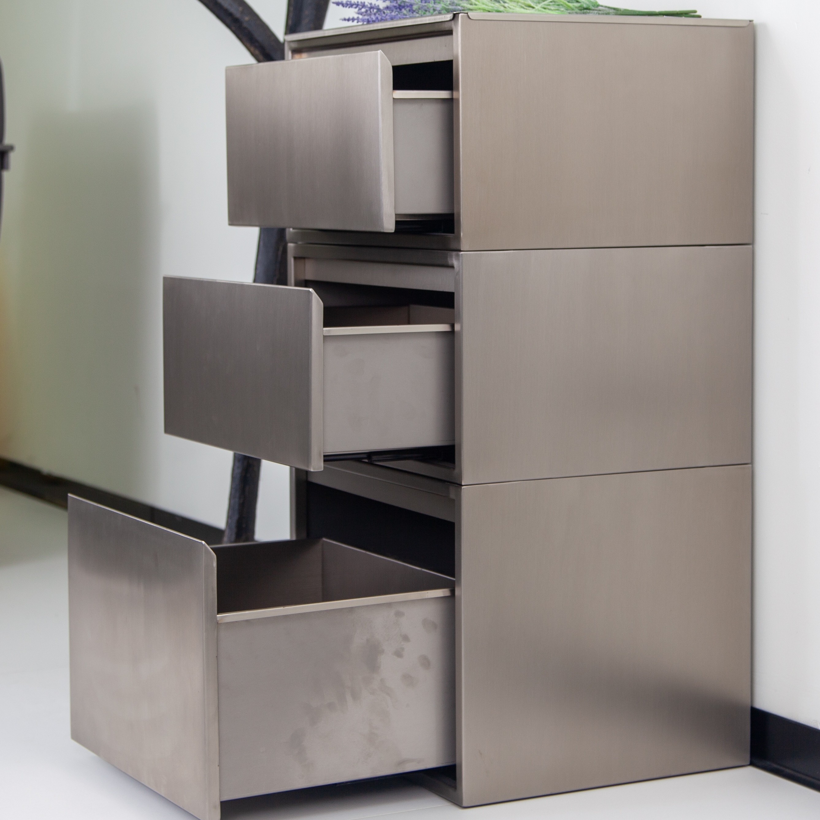 Stainless Steel Salon Storage Cabinet with Drawers for Beauty Salon DN0187_Storage Cabinets