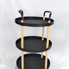 Foldable Plastic Wood Salon Trolley with Wheels for Beauty Salon Use DN0200_Salon Trolleys
