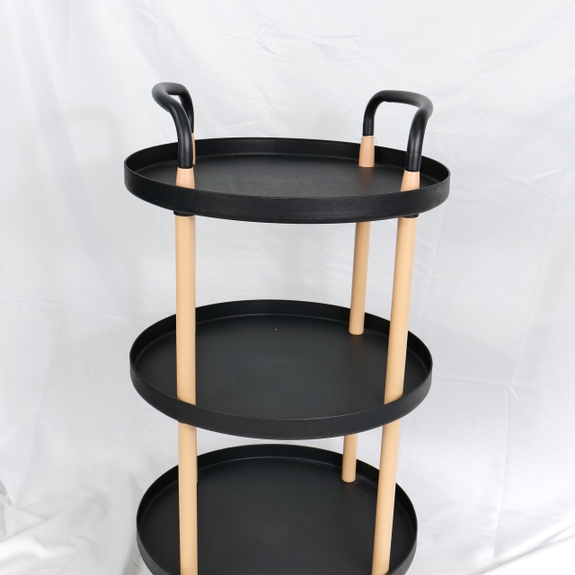 Foldable Plastic Wood Salon Trolley with Wheels for Beauty Salon Use DN0200_Salon Trolleys