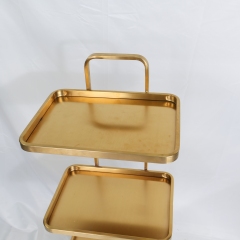 Folding Stainless Steel Salon Trolley Cart with Wheels for Hair Salon DN0191_Salon Trolleys