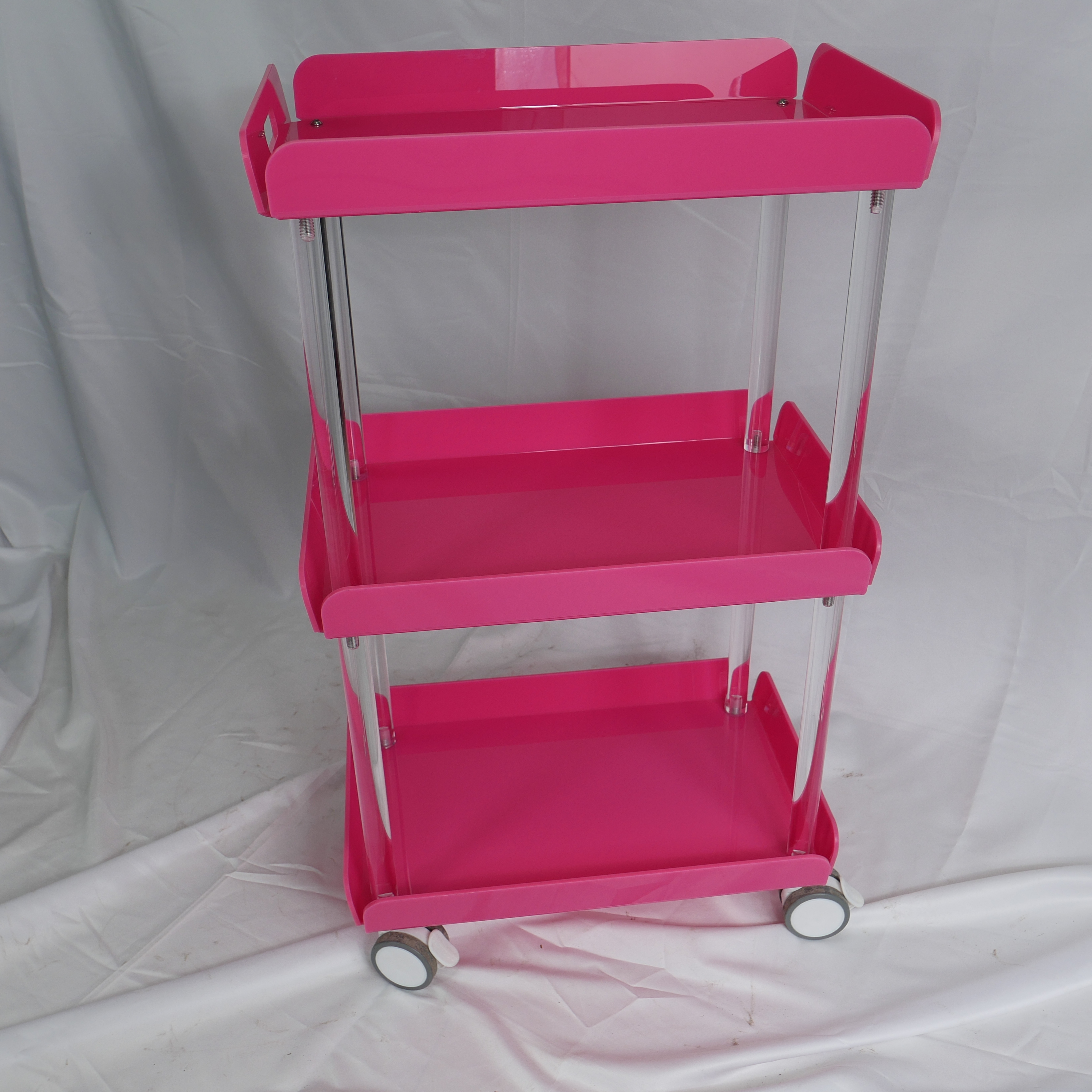 Pink Metal Salon Work Trolley Cart for Beauty Salon Use DN0198_Salon Trolleys