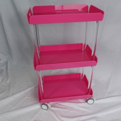 Pink Metal Salon Work Trolley Cart for Beauty Salon Use DN0198_Salon Trolleys