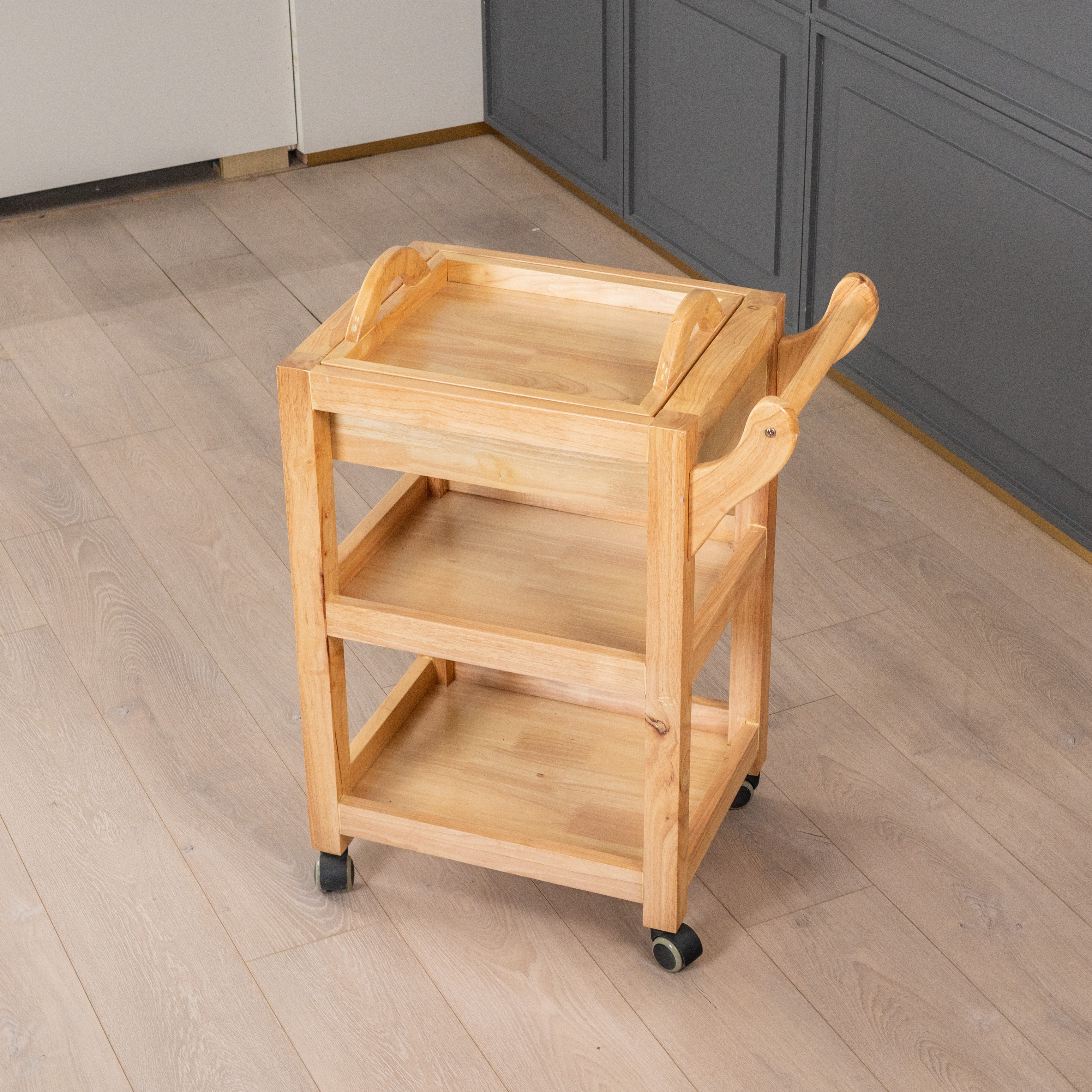 Solid Wood Salon Trolley Cart with Wheels for Beauty Salon Use DN0168_Salon Trolleys