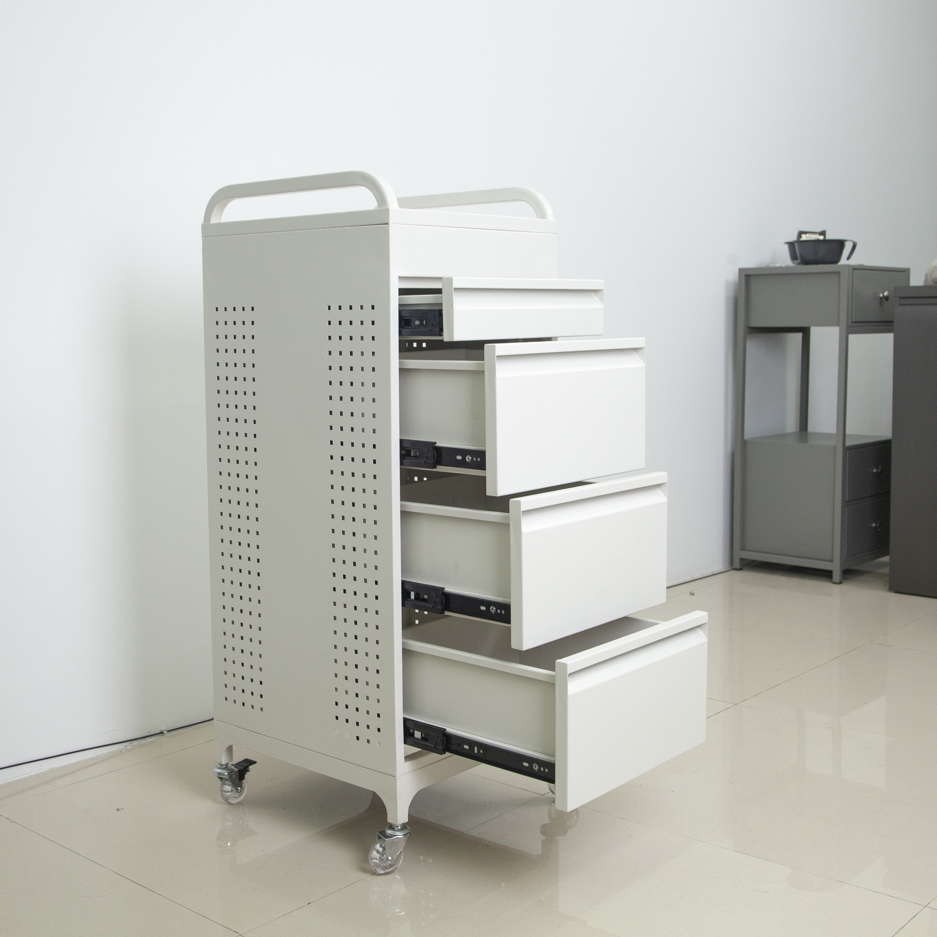 Metal Salon Tool Cabinet Trolley for Hair and Beauty Salon Use DN0250_Salon Trolleys